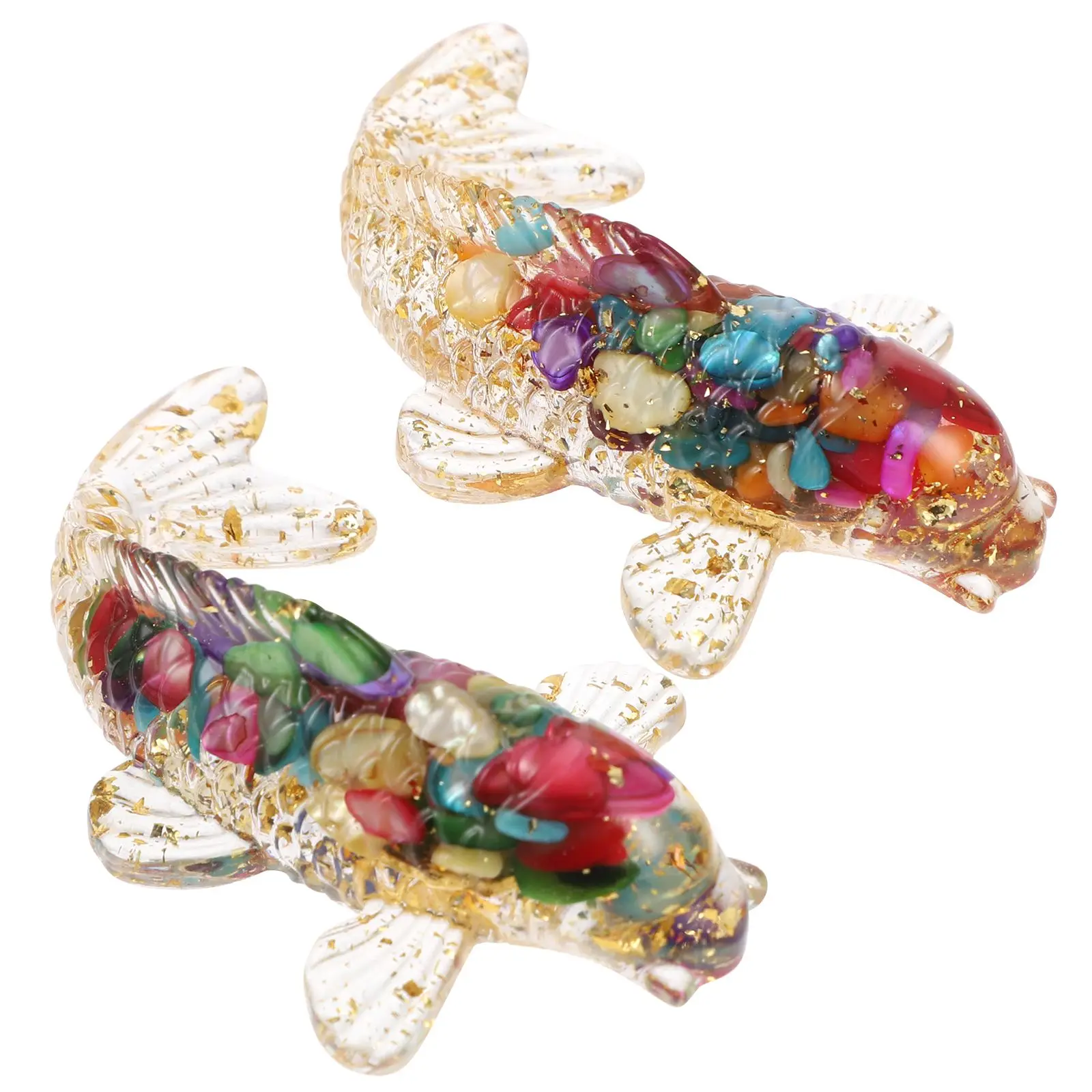 

2 Pcs Fish Decor Sculpture Small Crystal Table Figure Office Table Fish Figure Desk Ornament Home Handmade Resin