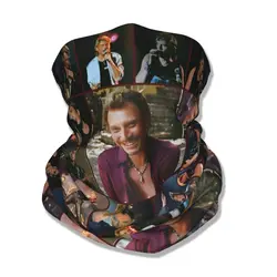 Johnny Hallyday Bandana Neck Gaiter Printed Rock Star Music French Singer Face Scarf Warm Cycling Scarf Fishing Adult All Season
