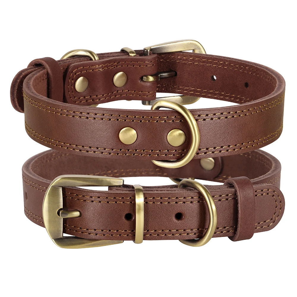 Genuine Leather Dog Collar For Small And Large Dogs Durable_voghion.com