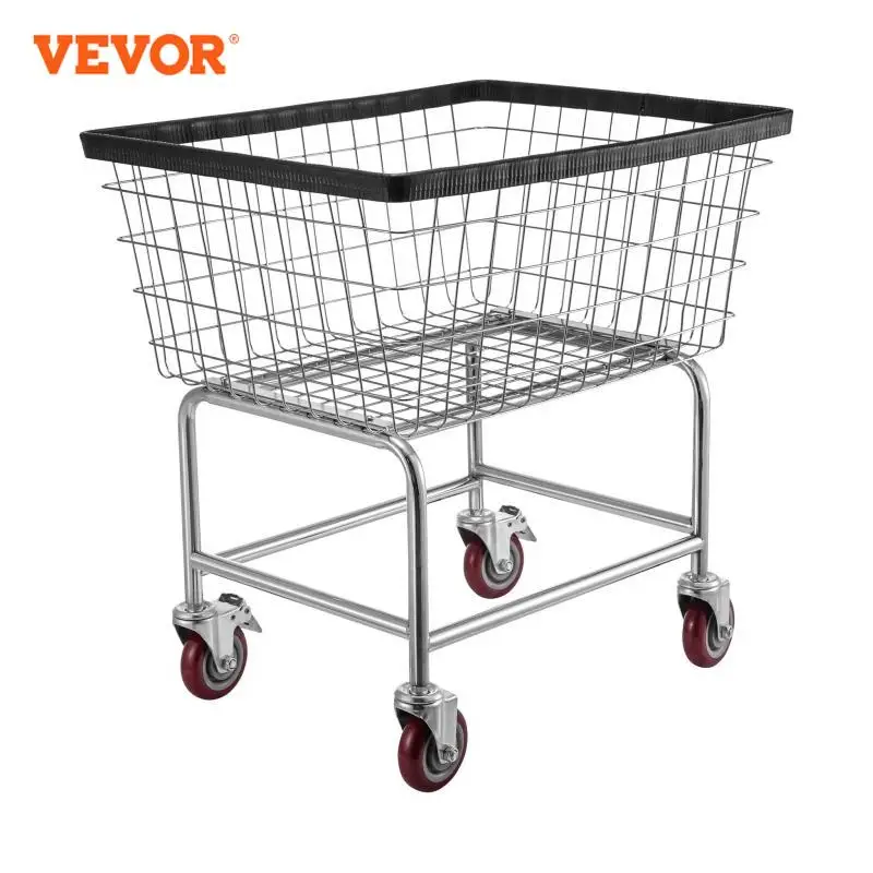 VEVOR Commercial Wire Laundry Cart Laundry Basket 2.5 / 4.5 Bushel Heavy Duty with 4Inch Wheels for Home Bathroom Laundry Rooms