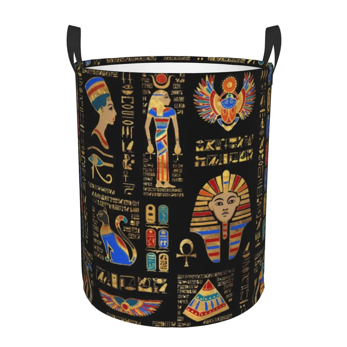 Egyptian Hieroglyphs And Deities Laundry Basket Collapsible Large Capacity Clothing Storage Bin Ancient Egypt Art Baby Hamper