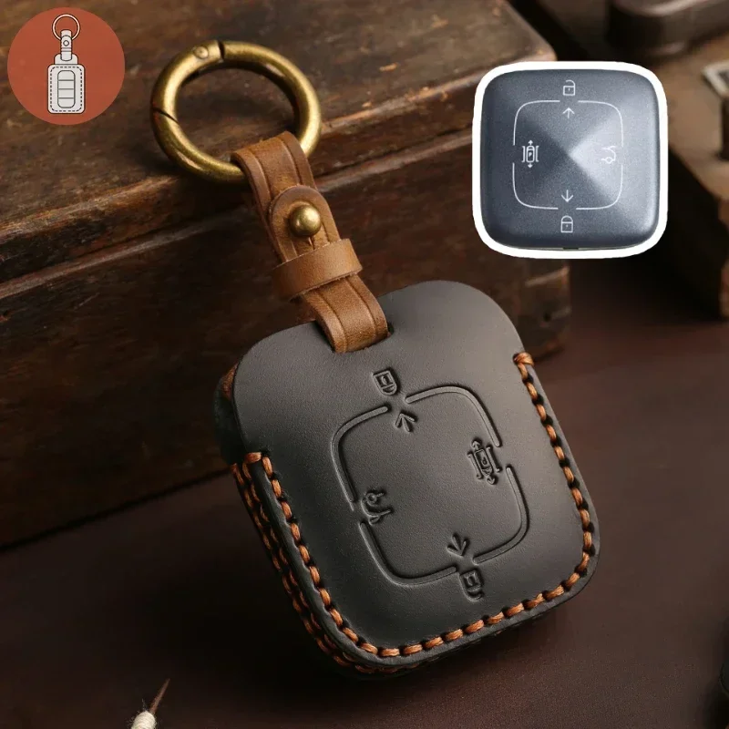 Premium Leder-Schlüsseletui für Zeekr 001 Bluetooth-Funktionsschlüssel - Kompatibel mit Zeekr Geek 009 Auto X Hülle Mit Schlüsselanhänger