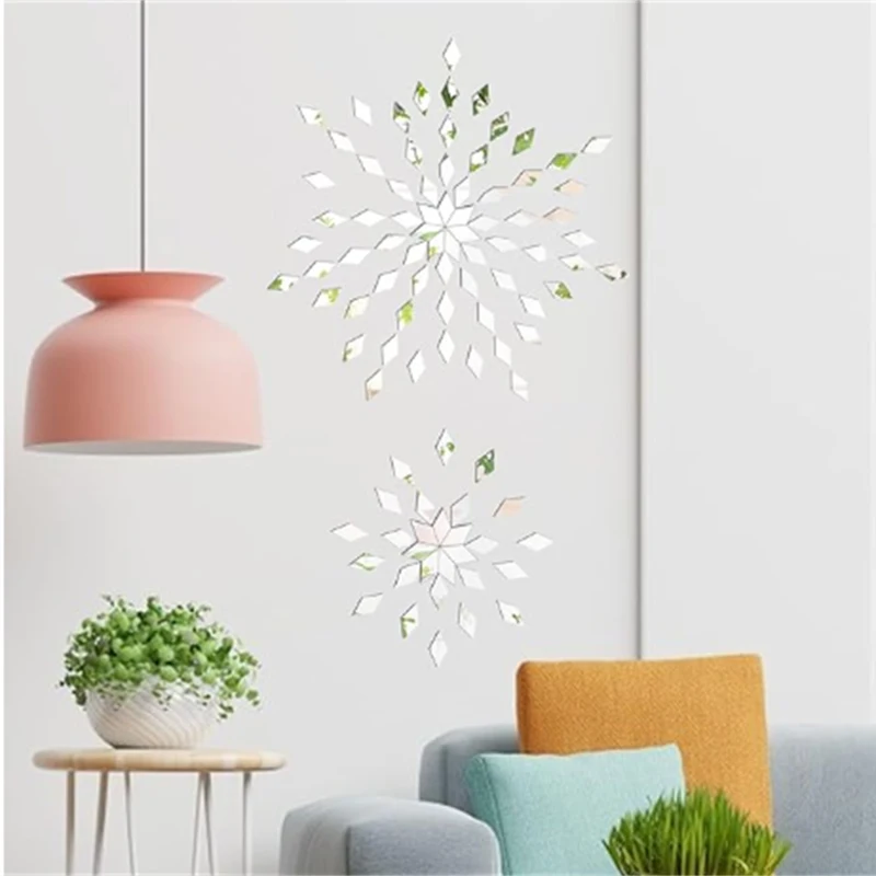 100/200Pcs DIY Craft Diamond Shape Mirror Sticker Acrylic Mirror Mosaic Tile Bulk Self Adhesive Art Wall Door Home Decoration