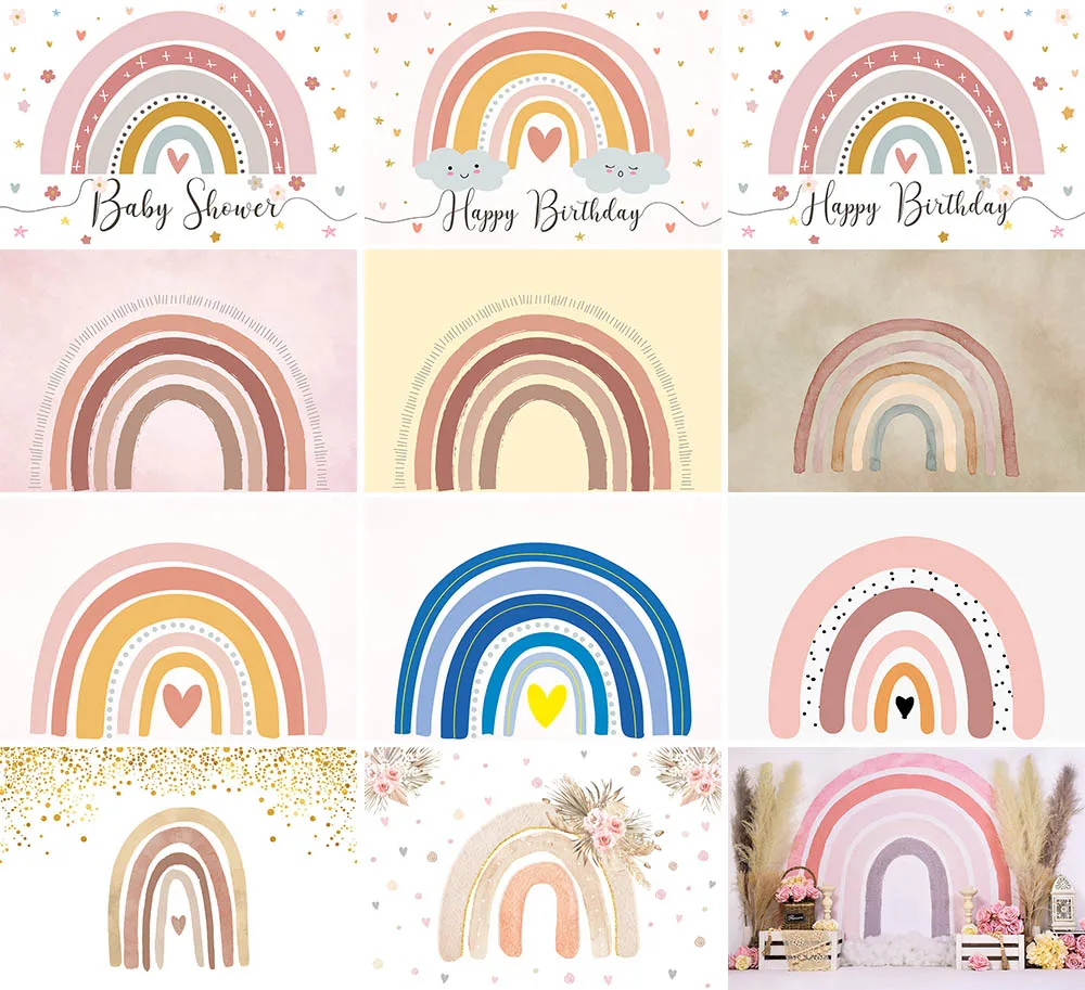 Mehofond Photography Backdrops Bohemian Rainbow Baby Shower Child Birthday Party Love Heart Glitter Star Background Photo Studio