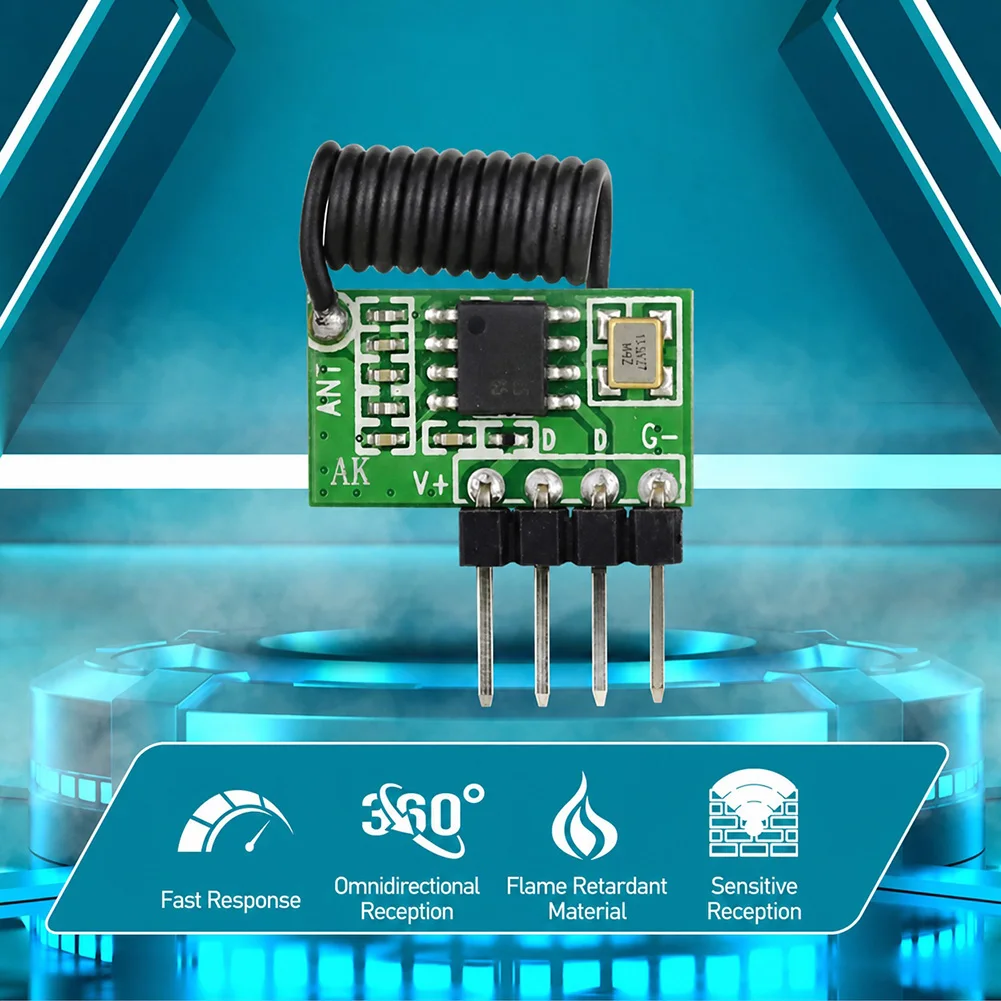 315MHz/433MHz Superheterodyne RF Receiver Module 3.3V-5.5V Remote Module with Antenna Remote Control Receiver for Arduino view 4