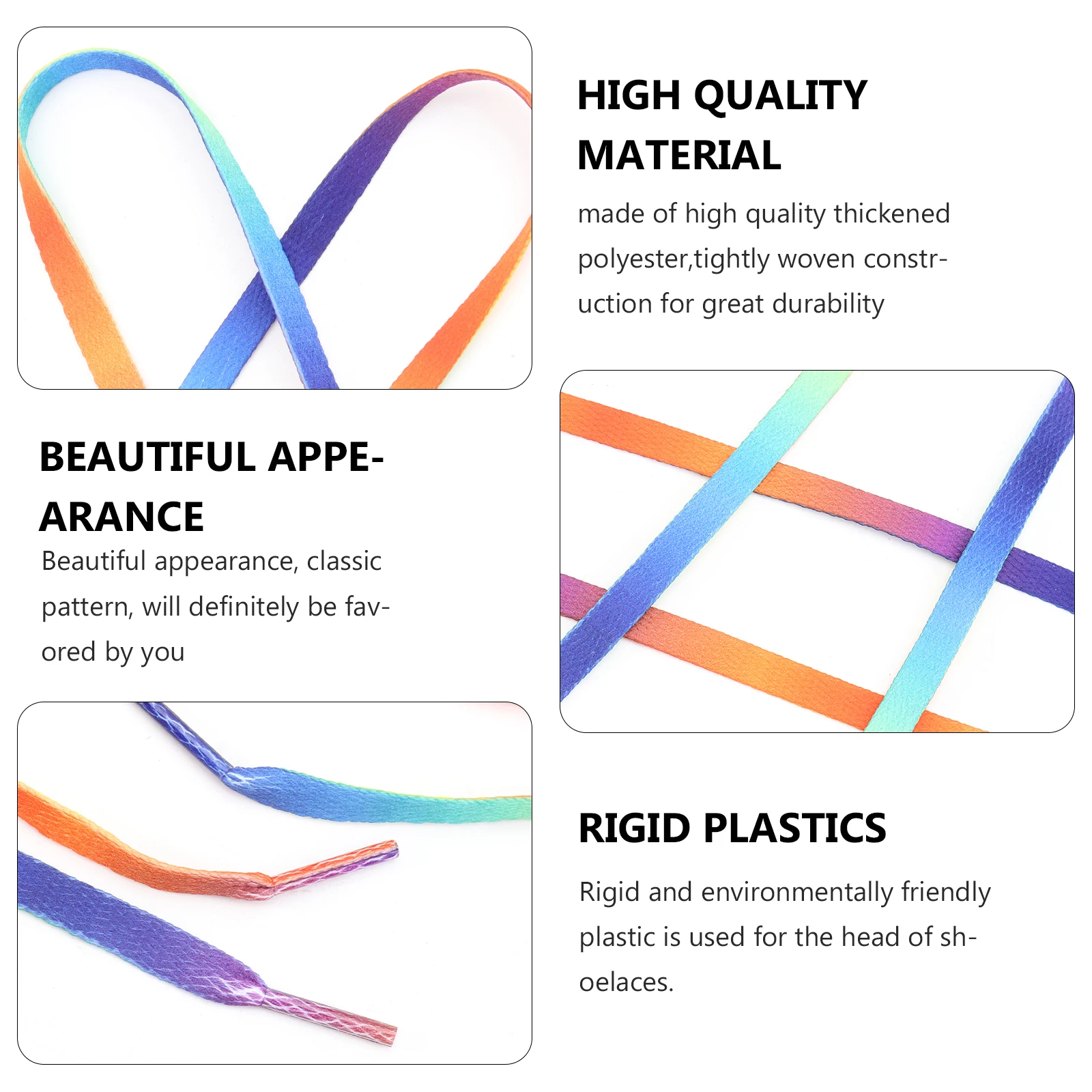 

Colorful Flat Shoelaces Gradient Elastic Polyester Laces for Sneakers Running Shoes Boots Eco Friendly Durable Woven One