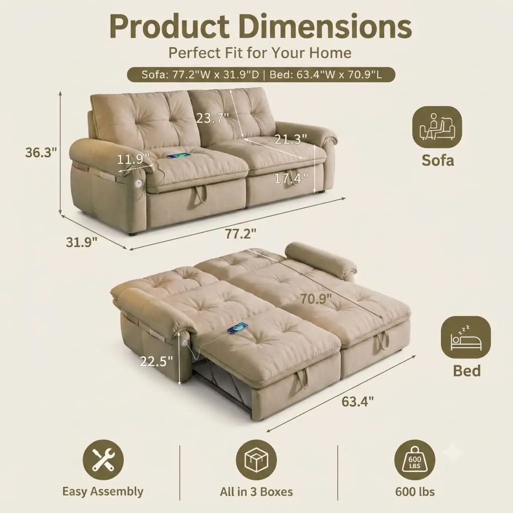 Queen Sleeper Sofa, 77