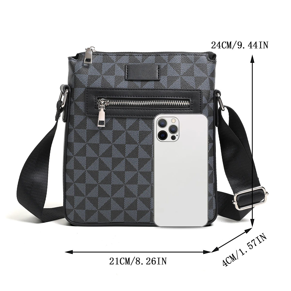 1 Uds. Bolsos de hombro a la moda, bolso para hombre y mujer, bolsos cuadrados, bolsos para ir al trabajo, bolso cruzado con estampado de PU, hombro ancho ajustable