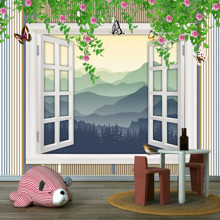 مخصص قشر وعصا خلفية ورق الحائط ديكور المنزل لغرفة المعيشة الديكور الأثاث تجديد نافذة الأزهار أريكة جدارية