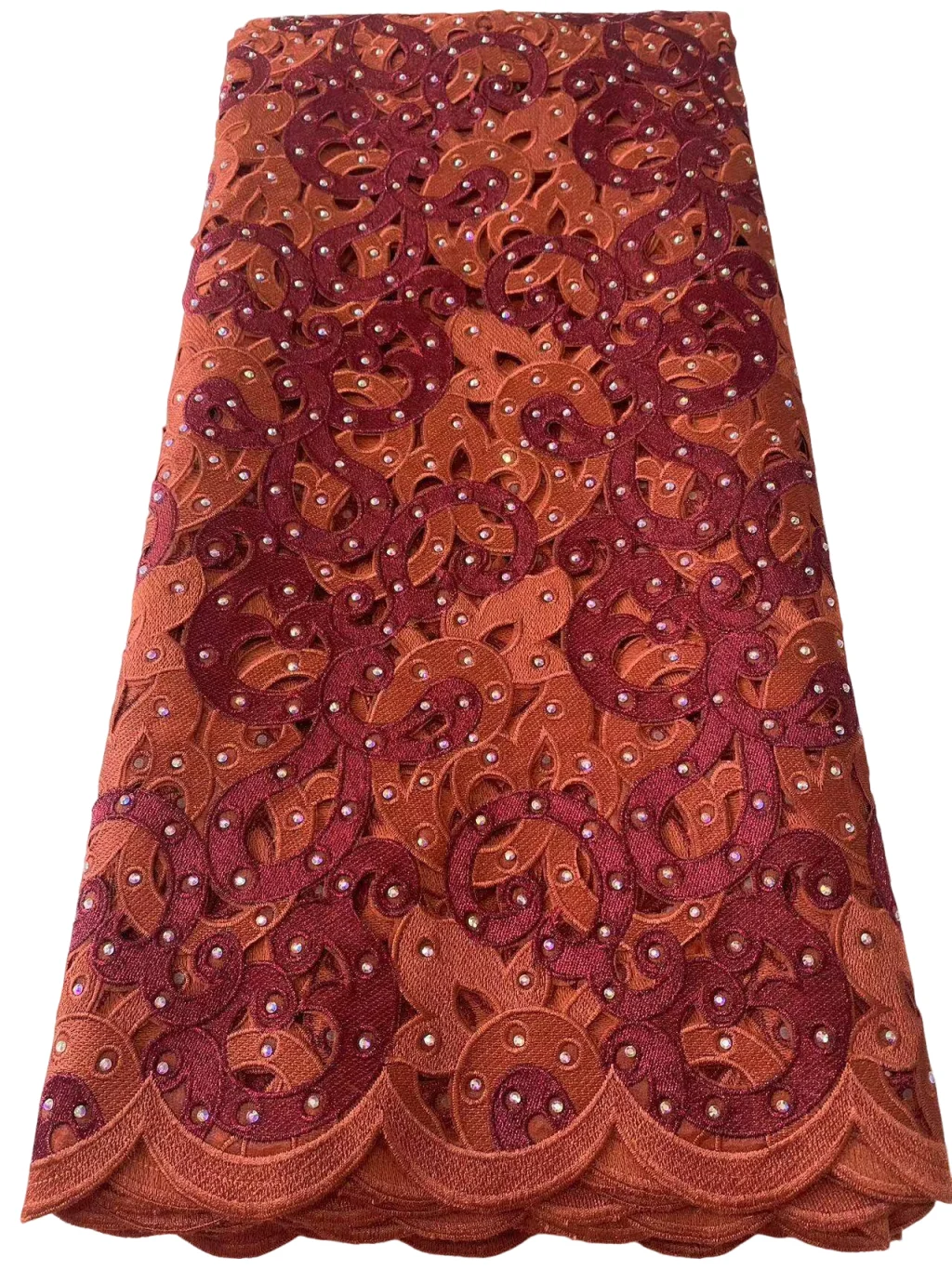 

Luxury King's Wear Hand Hole Cutting Double Organza African Gem Embroidery Lace 100% Original Fabric For Men & Women Celebrants