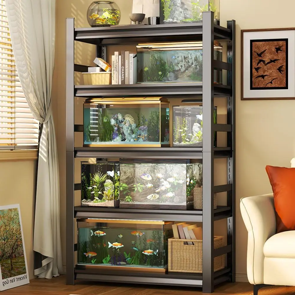 

Прочная стальная подставка для аквариума с 5 полками, нагрузка до 907 кг, регулируемая стойка для дома/коммерческого использования, 47.2x23.6x72