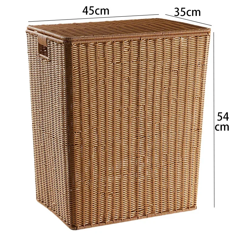 Bathroom Imitation Rattan Large Dirty Laundry Basket With Lid Living Room Large Capacity Storage Basket Organizers Home Supplies