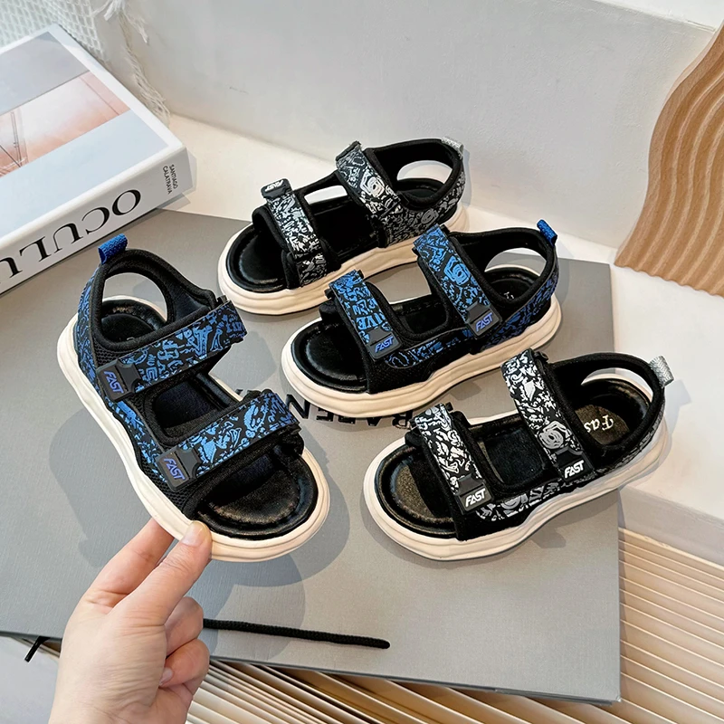 

Boys Casual Sandals Kids Sports Sandals for Kindergarten School Students Children Fashion Open Toes Anti-skid Colorful Prints