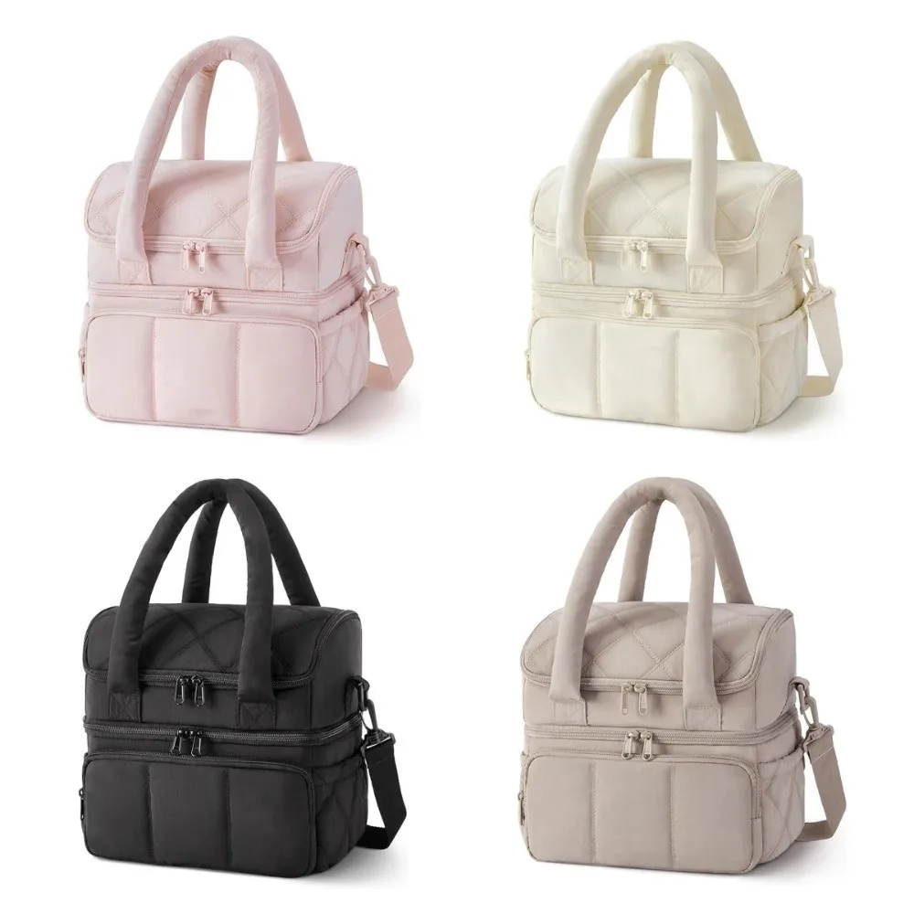 Portable Tumbler Compartment Lunch Bag Double Layer Thickened Insulated Bag Waterproof Large Capacity Picnic Bag Daily Use