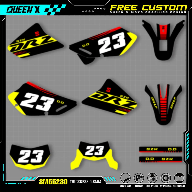 

Queen X MOTOR For SUZUKI DR650 1996 1997 1998 1999 2000 2001-2021 Full Fairing Motorcycle Graphics Decals Stickers Kits 005