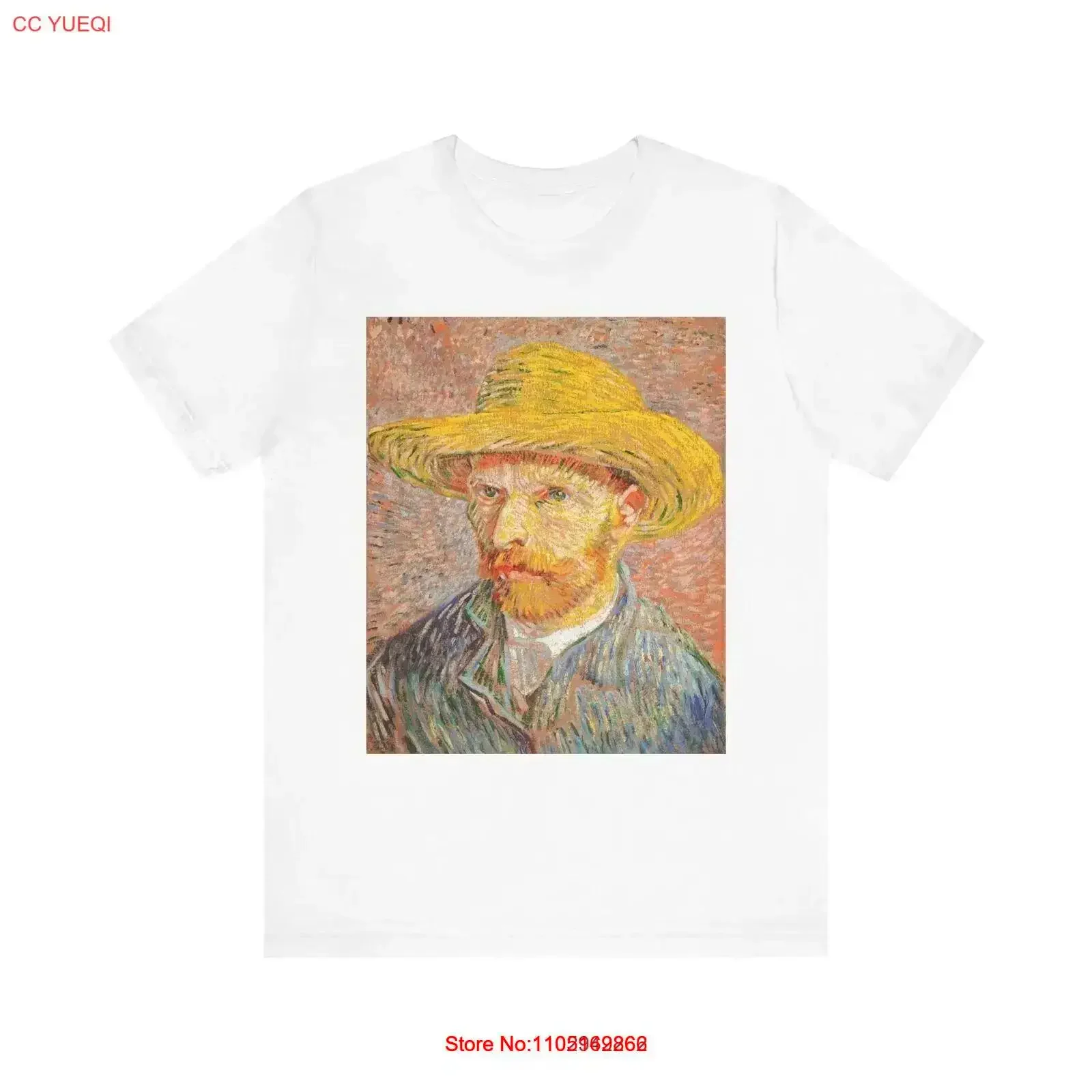 Vincent Van Gogh Self Portrait Men's Cotton Crew T Shirt vintage Washed Casual streetwear Slightly graphic Stretched vintage