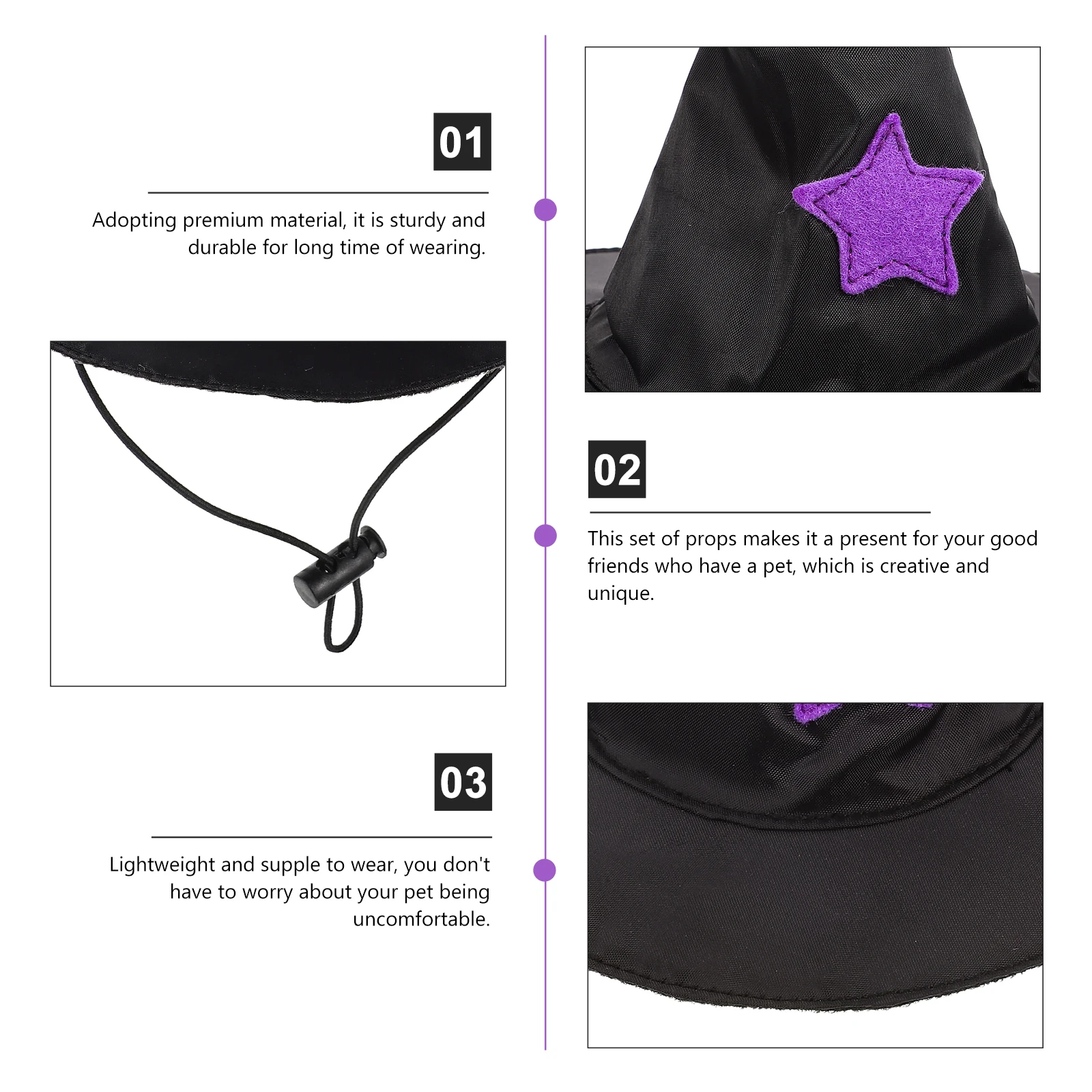 

Halloween Cat Witch Hat Cosplay Pet Witch Hat Sturdy and Durable for Long Time Wearing Halloween Costume Pet Hats