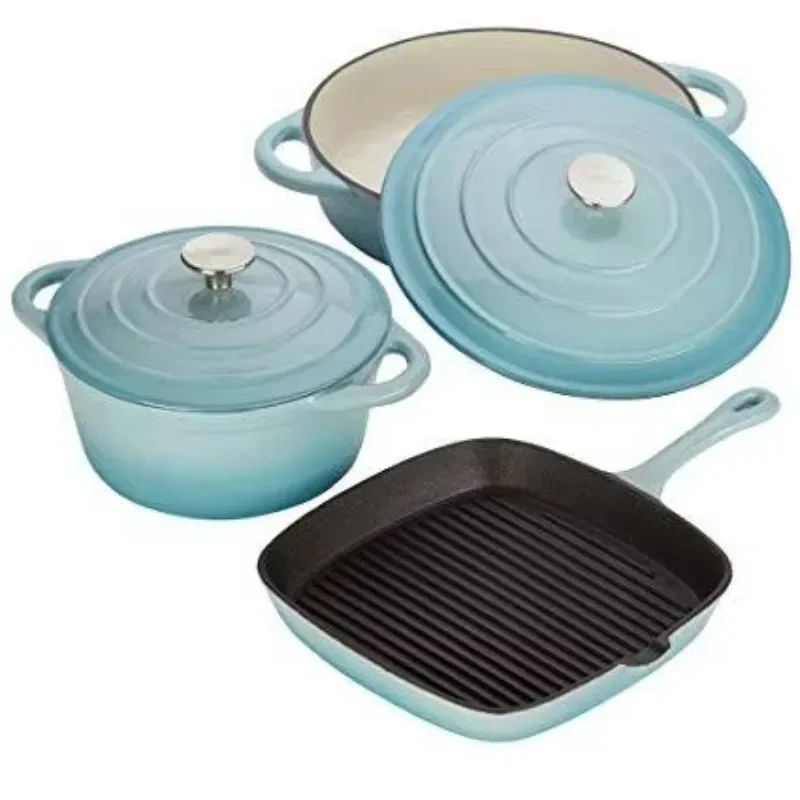 

Color Enamel Cast Iron Saucepan Set Casserole Cooking Pot Set