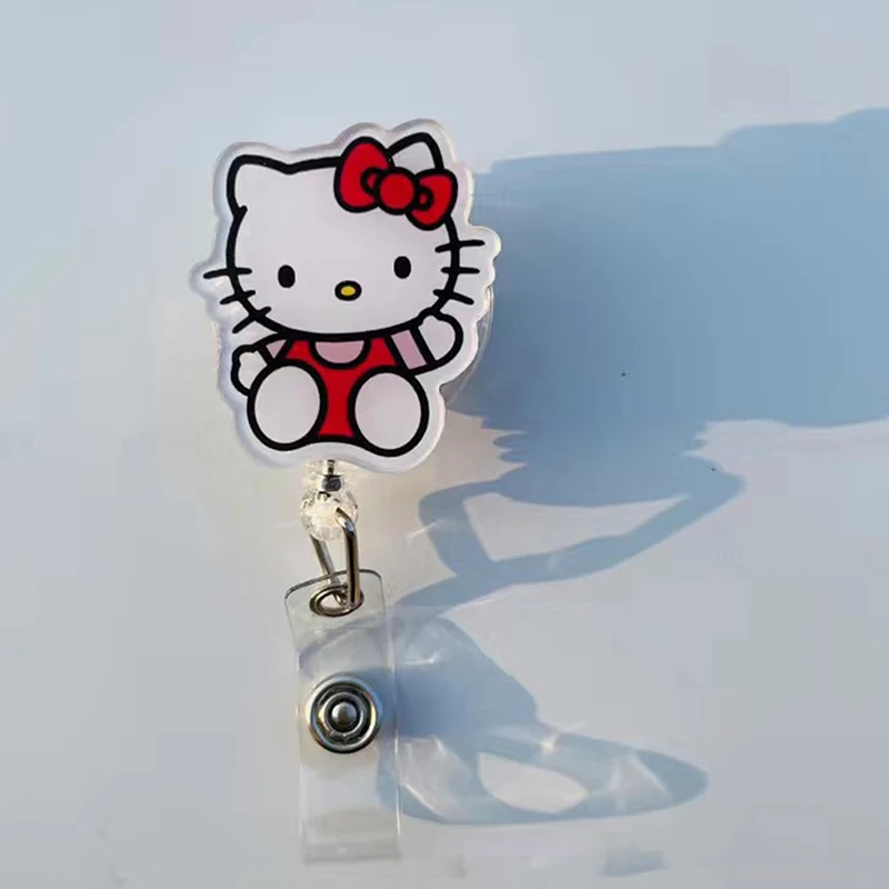 Sanrios Cartoon Badge Reel Mymelody Pochacco Kuromi HelloKittys Clip per carte d'identità retrattili per badge da infermiera Clip per carte di lavoro