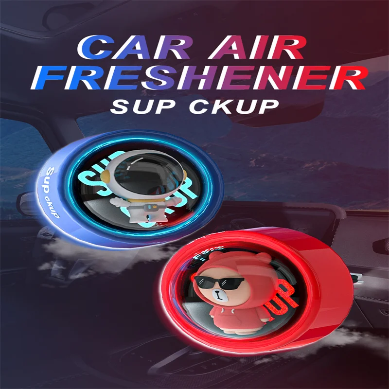 Ambientador de aire para coche, purificador con capucha, oso, Accesorios para Interior, difusor de Perfume, hélice giratoria piloto, salida de fragancia