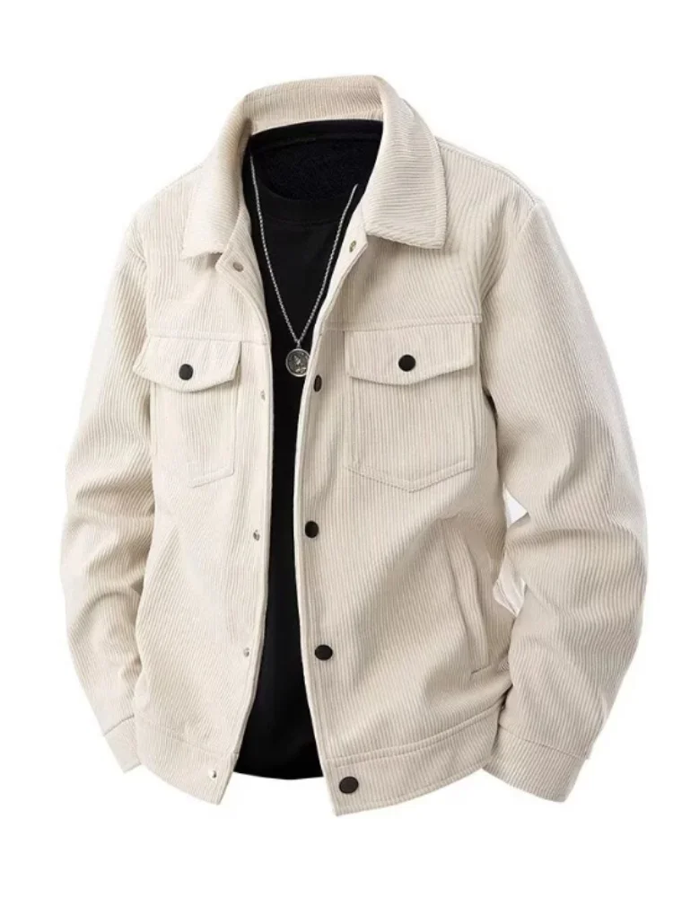 

Men's Coat Cardigan Autumn & Spring New Corduroy Lapel Jacket Trendy Brand Retro Multi Pocket Top Cool Stylish Cargo Outerwear