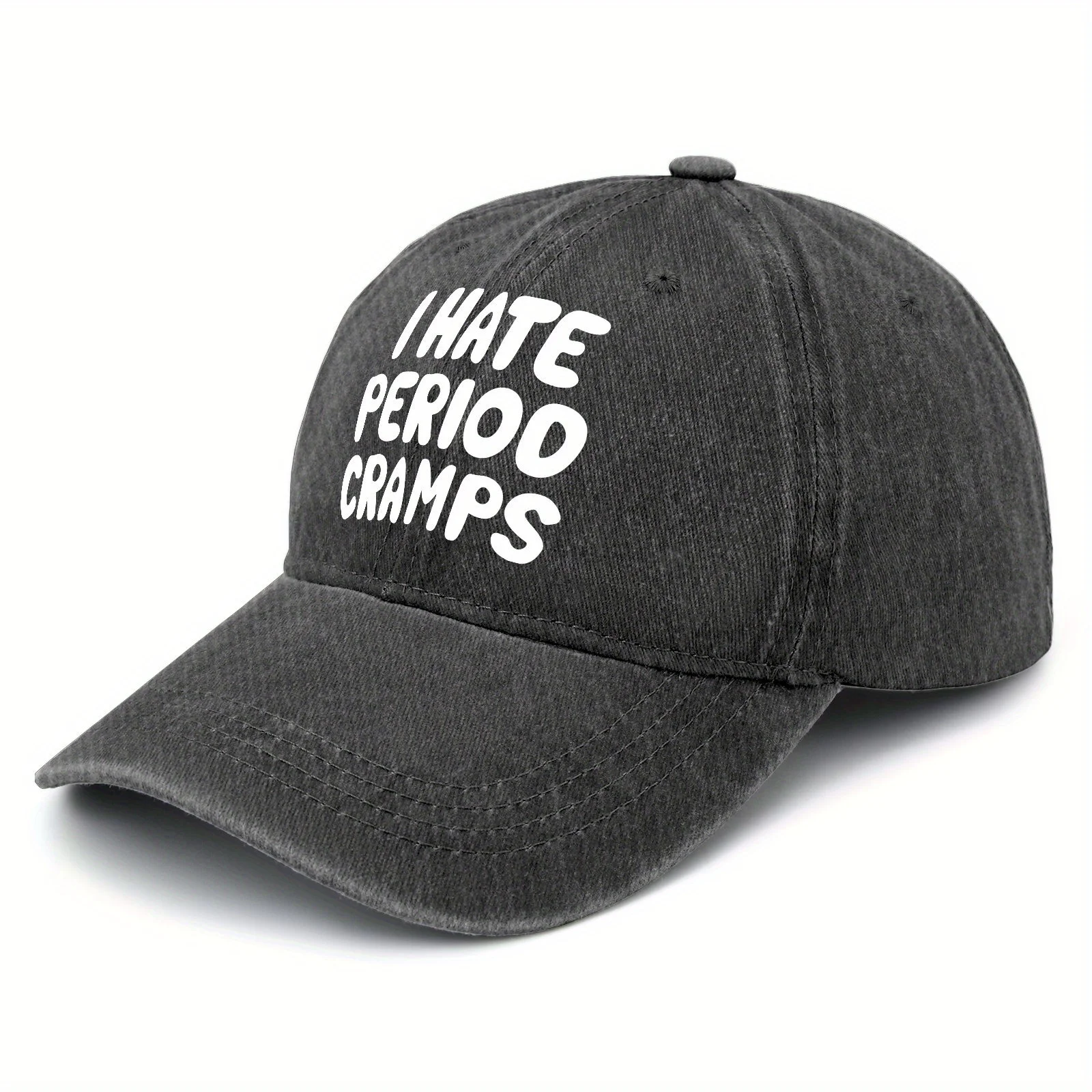Purseek I Hate Menstrual Cramps Menstrual Pain Baseball Cap Vintage Washed Baseball Cap Adjustable Style Dad Hat
