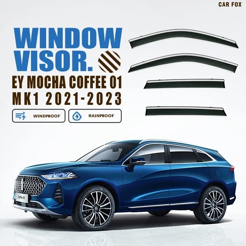 Fit for Great Wall Wey Mocha 2021 Window visor Car Sun Rain Guard Vent Shade Deflector Wind Weathershield Moulding Trim