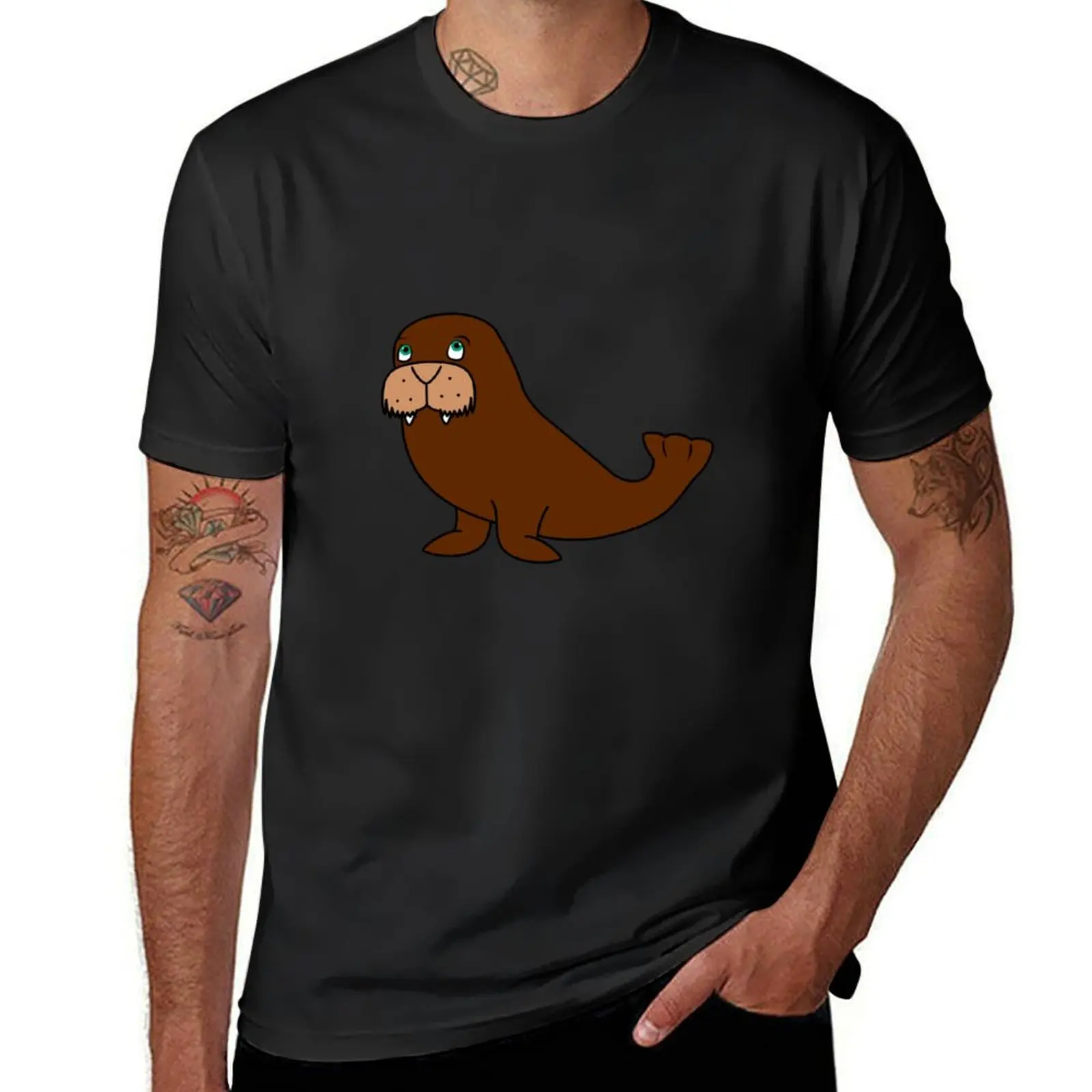 Curious Walrus T-shirt quick drying tops men t shirt