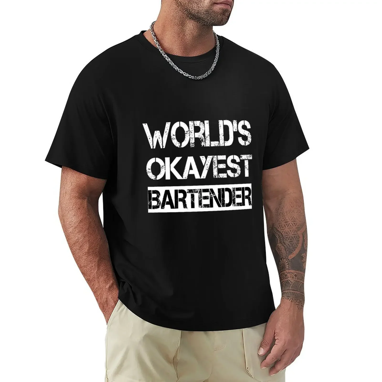 World's Okayest Bartender T Shirt T-Shirt anime vintage graphic tee mens graphic t-shirts big and tall