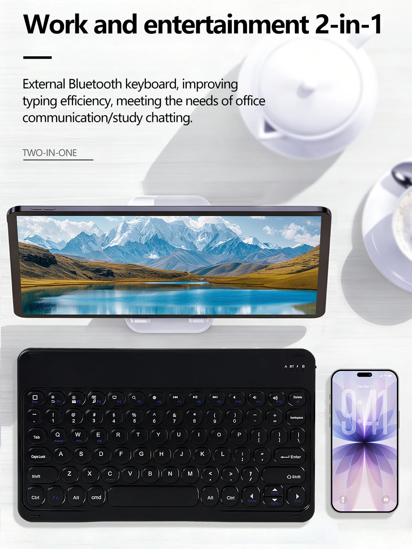 Round Hat Silent Retro Mini Wireless Keyboard Compatible with iPad Computer Phone Tablet view 4