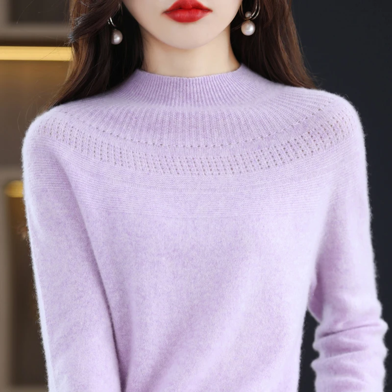 Knitted Sweater Ready to Wear Hollowed Out Wool Sweater Commuting Top Lyer Sweater 2024 Autumn/winter New Women\'s Item Wholesale