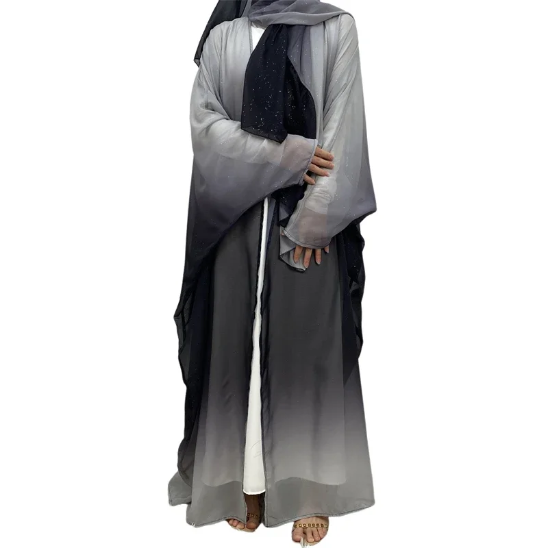 Khimar Chiffon Kimono Musulmano Hijab Abito Modesto Abaya Dubai Set di Lusso Turchia Islam Abaya Per Le Donne Caftano Robe Femme Musulmane