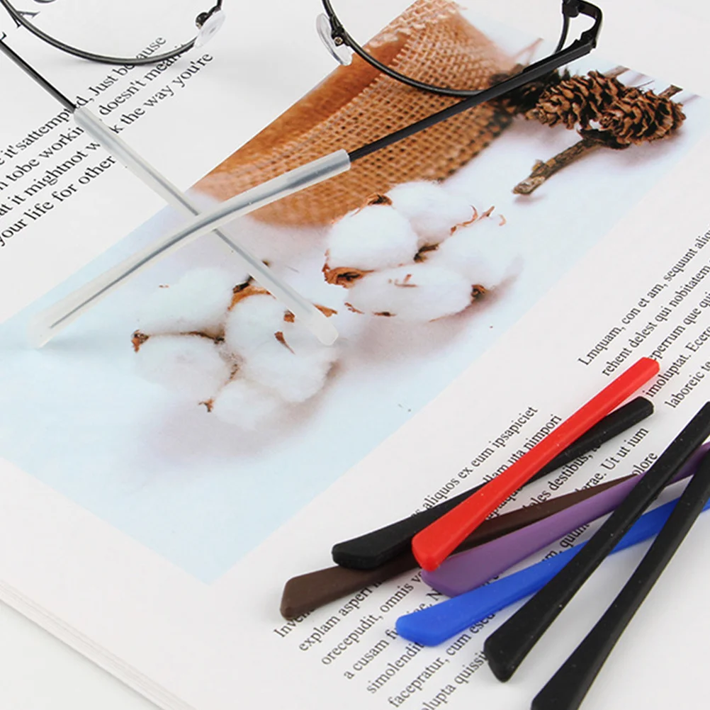 

10Pairs Glasses Leg Cover Silcone Sleeve Non- Environmentally Friendly High Temperature Resistance Black White Brown