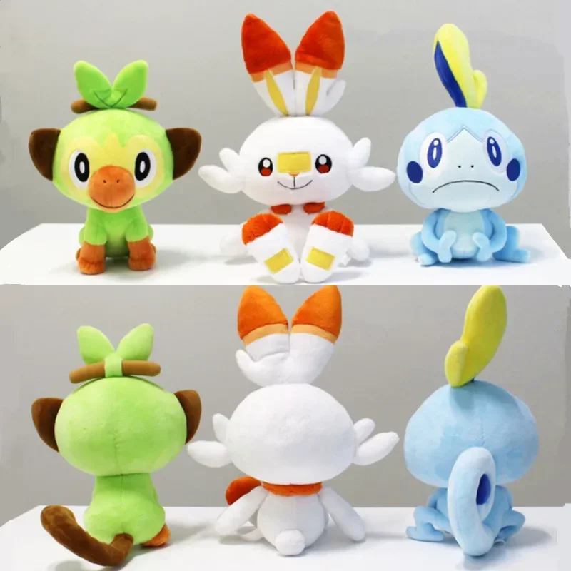 MINISO 23-38cm Pokemon Plush Sword Shield 3 Styles Scorbunny Sobble Grookey  Anime Figure Dolls Cartoon Stuffed Toys Gift