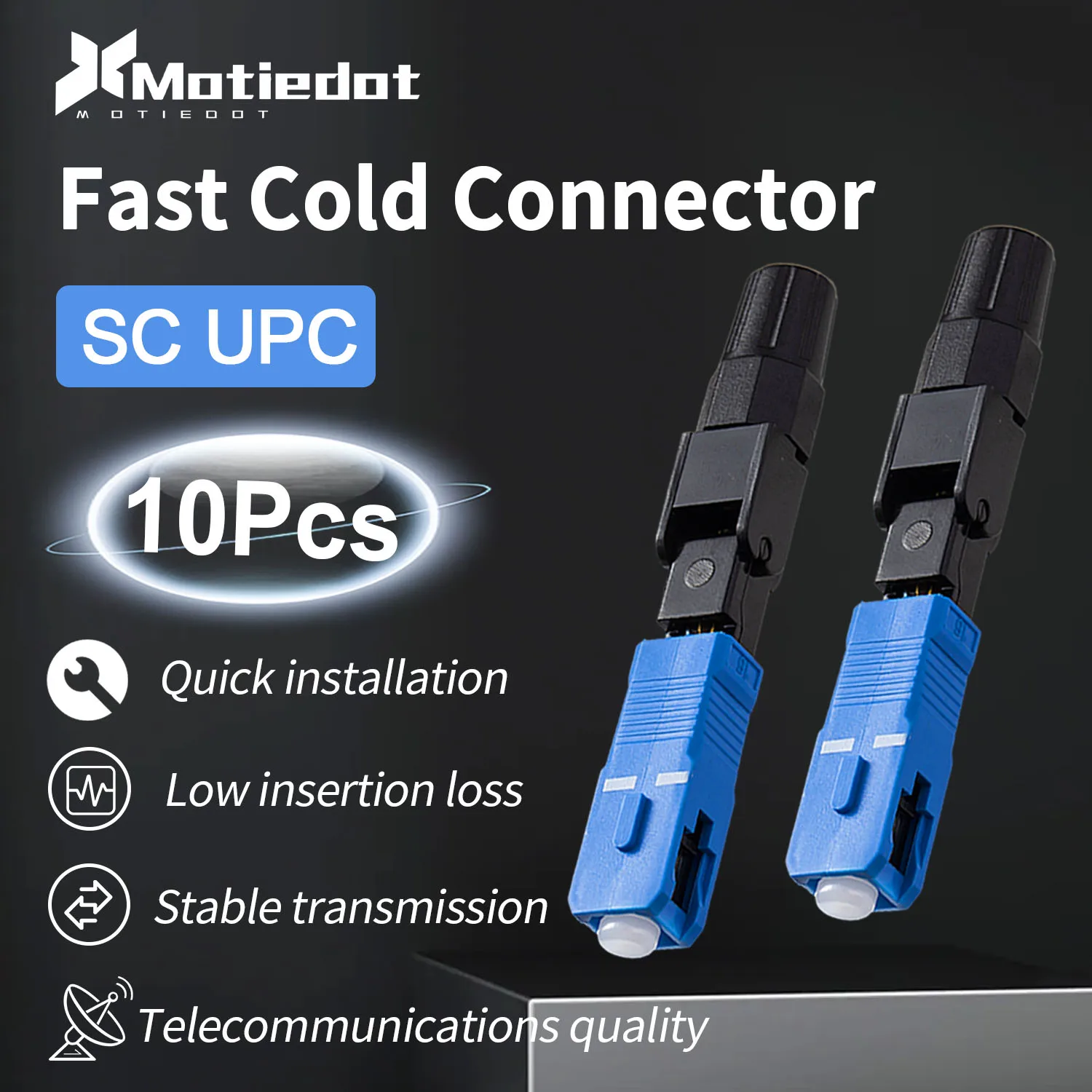 10Pcs SC UPC Fast Cold Connector, Fiber Optic Single Mode Optical Adapter Quick Field Assembly Plug FTTH Tool