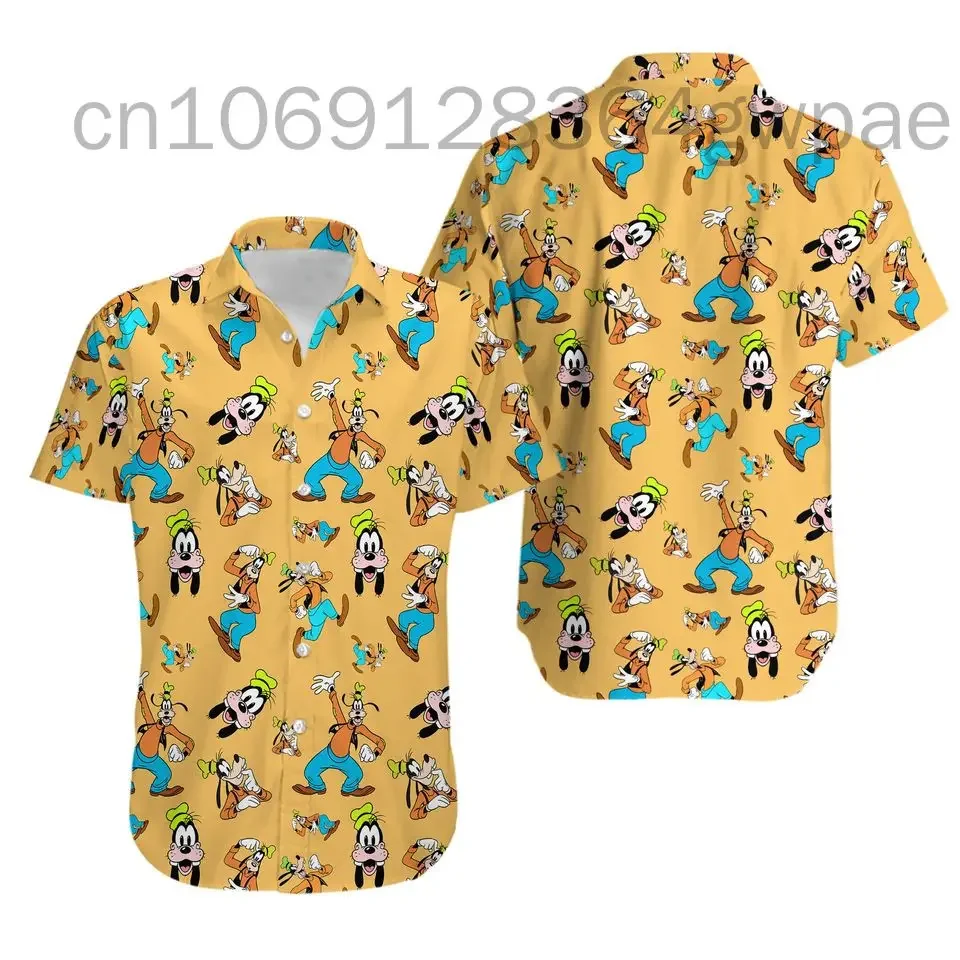 

Disney Characters Collection Hawaiian Shirt Men's Women's Casual Short Sleeve Beach Shirts Mickey Goofy Pluto Hawaiian Shirt Top