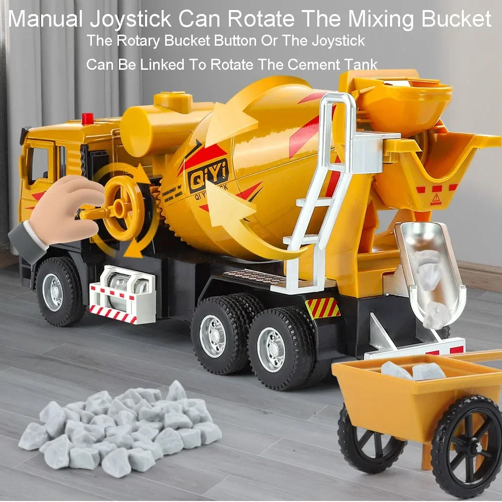 1:40 Alloy Model Electric Mixer Truck Toys Metal Diecast Engineering Vehicles Sound Light Doors Opened Pull Back for Boys Gifts