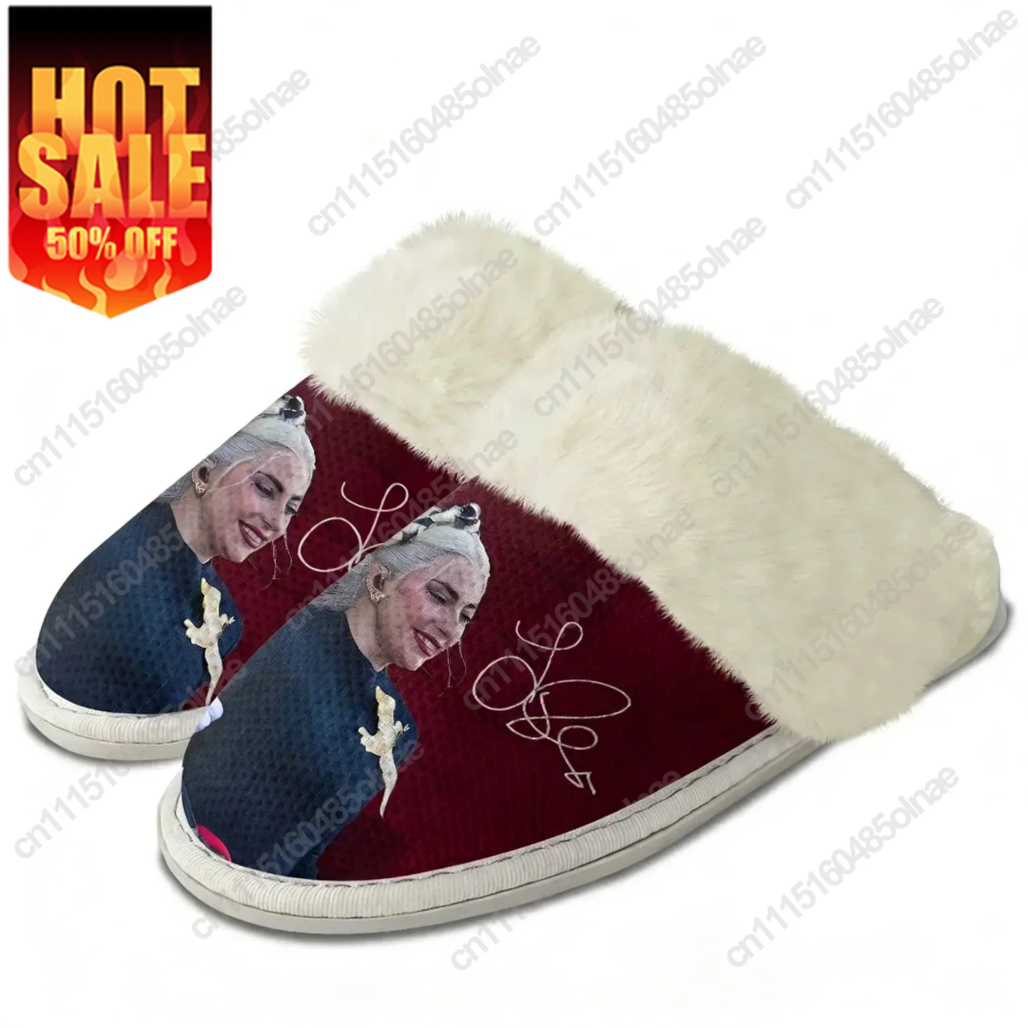 Lady Gaga Plush Slippers Keep Warm Shoes Mens Womens Home Cotton Bedroom Customized Thermal Lightweight Slipper DIY
