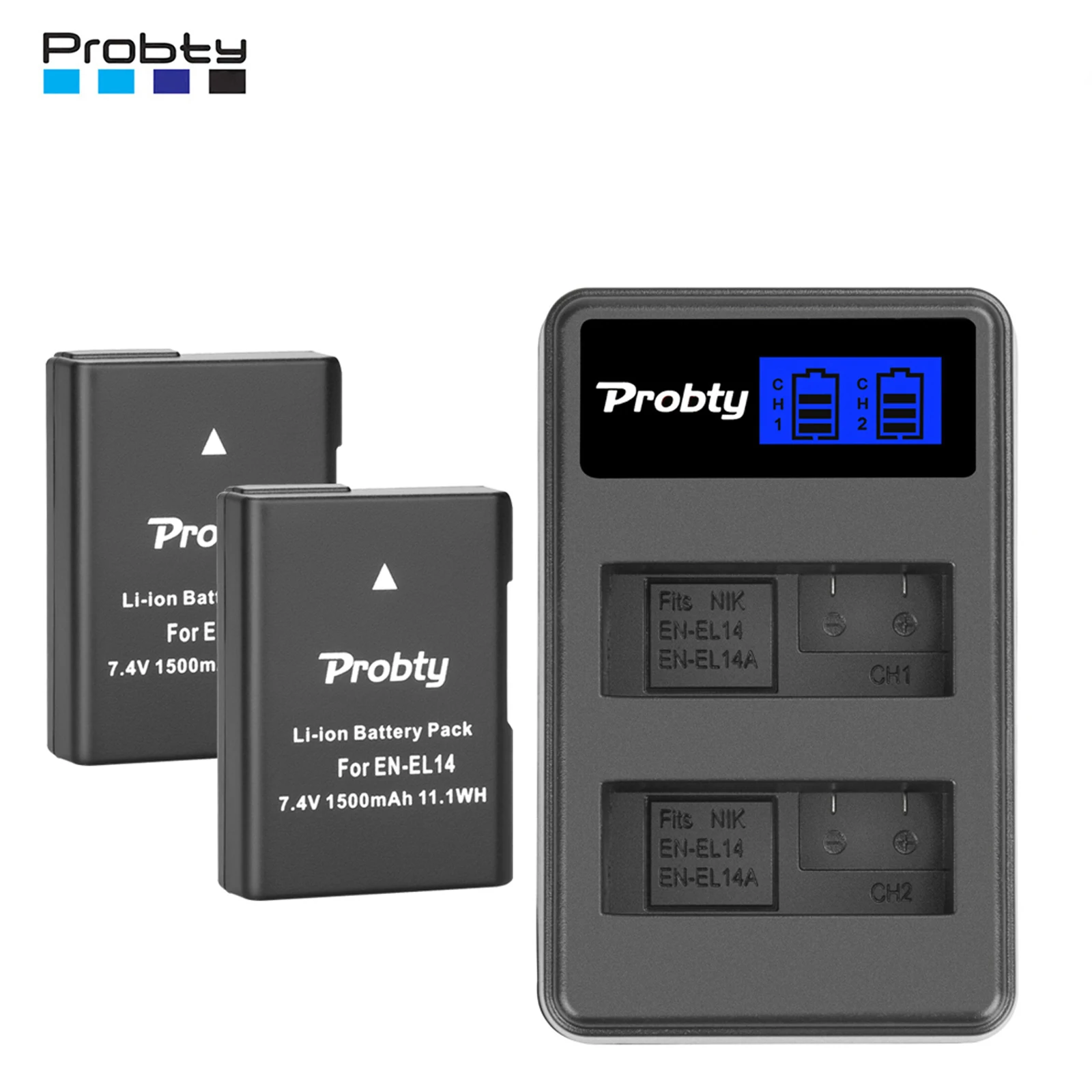 Probty 1500mAh EN-EL14 EN EL14 EN-EL14a Battery for Nikon P7800,P7100,D3400,D5500,D5300,D5200,D3200,D3300,MH-24