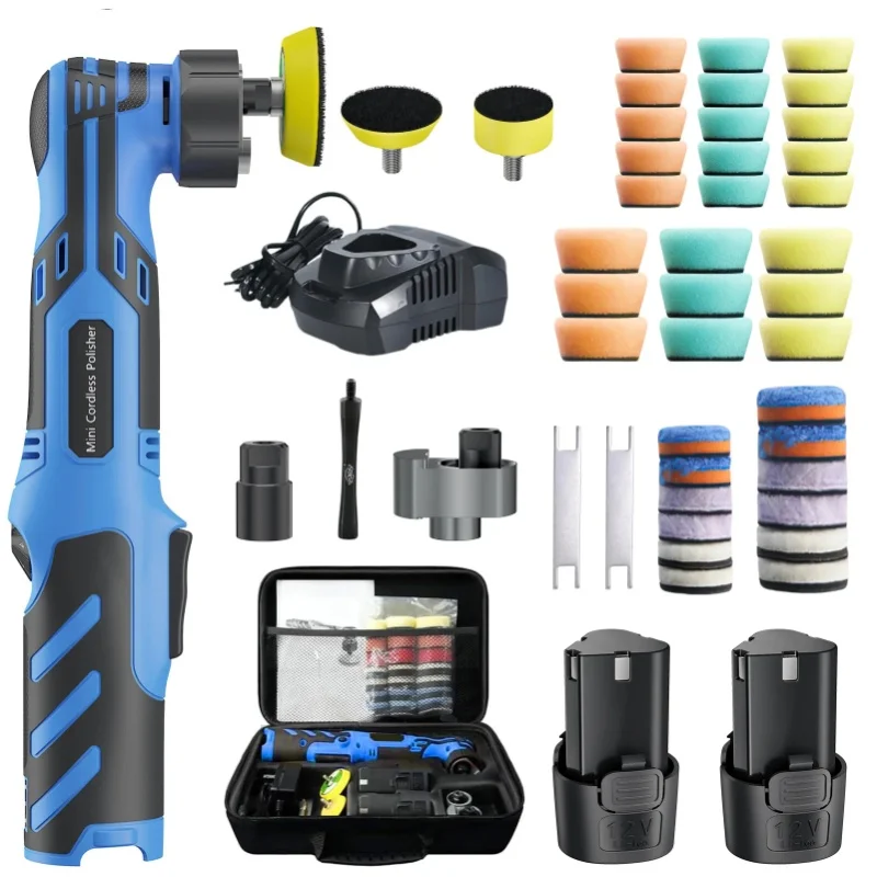 Kabelloser 12V Mini-Autopolierer, Detailing RO/DA, kabellose Autopoliermaschine, 1/1,5/2 Zoll, wiederaufladbares Pad-Set für Autowachs.