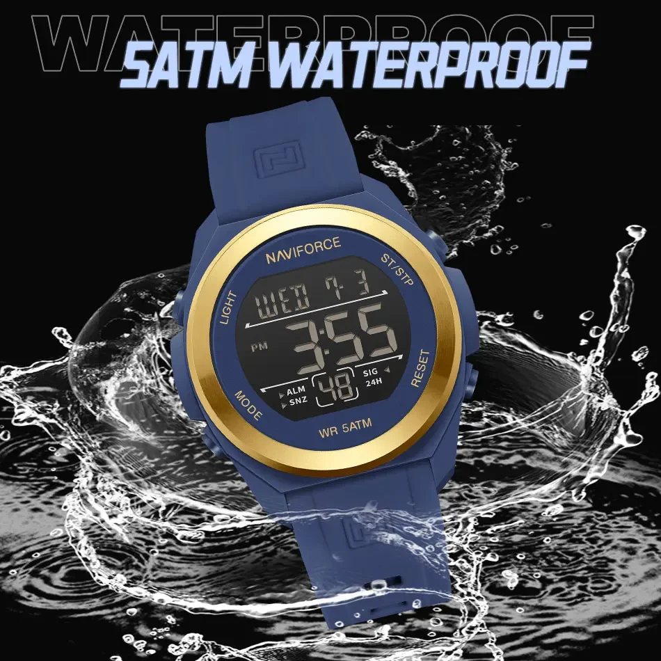 NAVIFORCE Men\'s Sport Digital Watch Hours Running Swimming Military Army Watches HD Electronic Screen Waterproof 50m Wrsitwatch