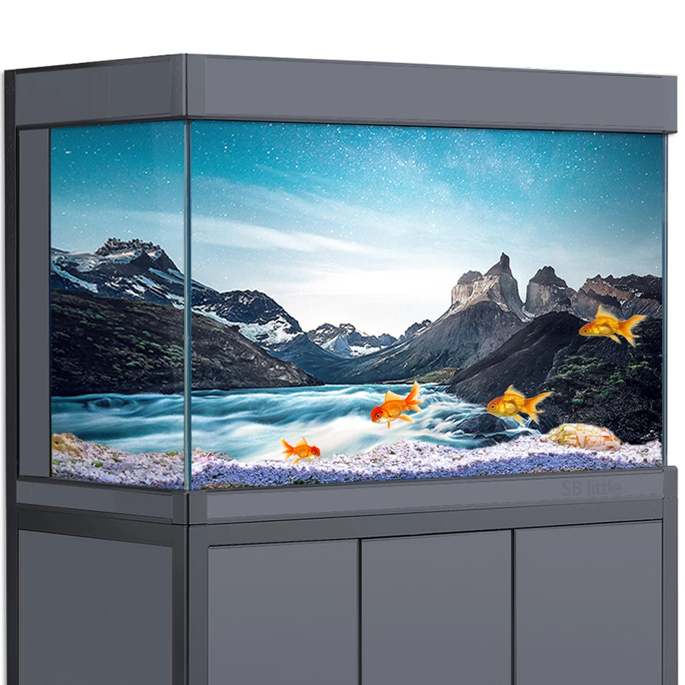 

Fish Tank Aquarium Background 3D Mountains River Stars HD Reptile Habitat Decorations PVC Poster Sticker Printing Wallpaper