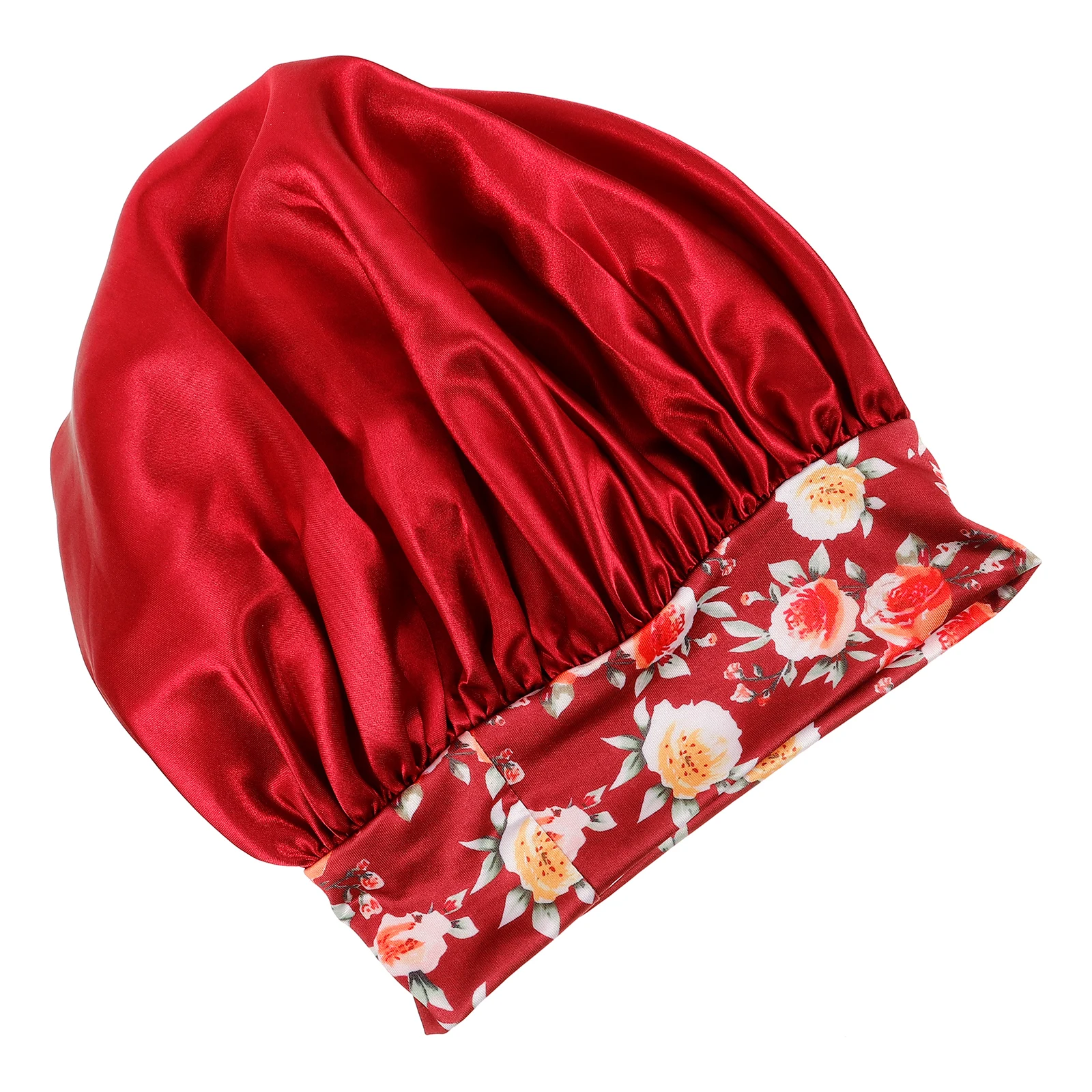 

Curly Hair Elastic Sleeping Cap Satin Bonnet Decorative Sleeping Hat Protective Hair Bonnet for Braids Women Sleep Hat