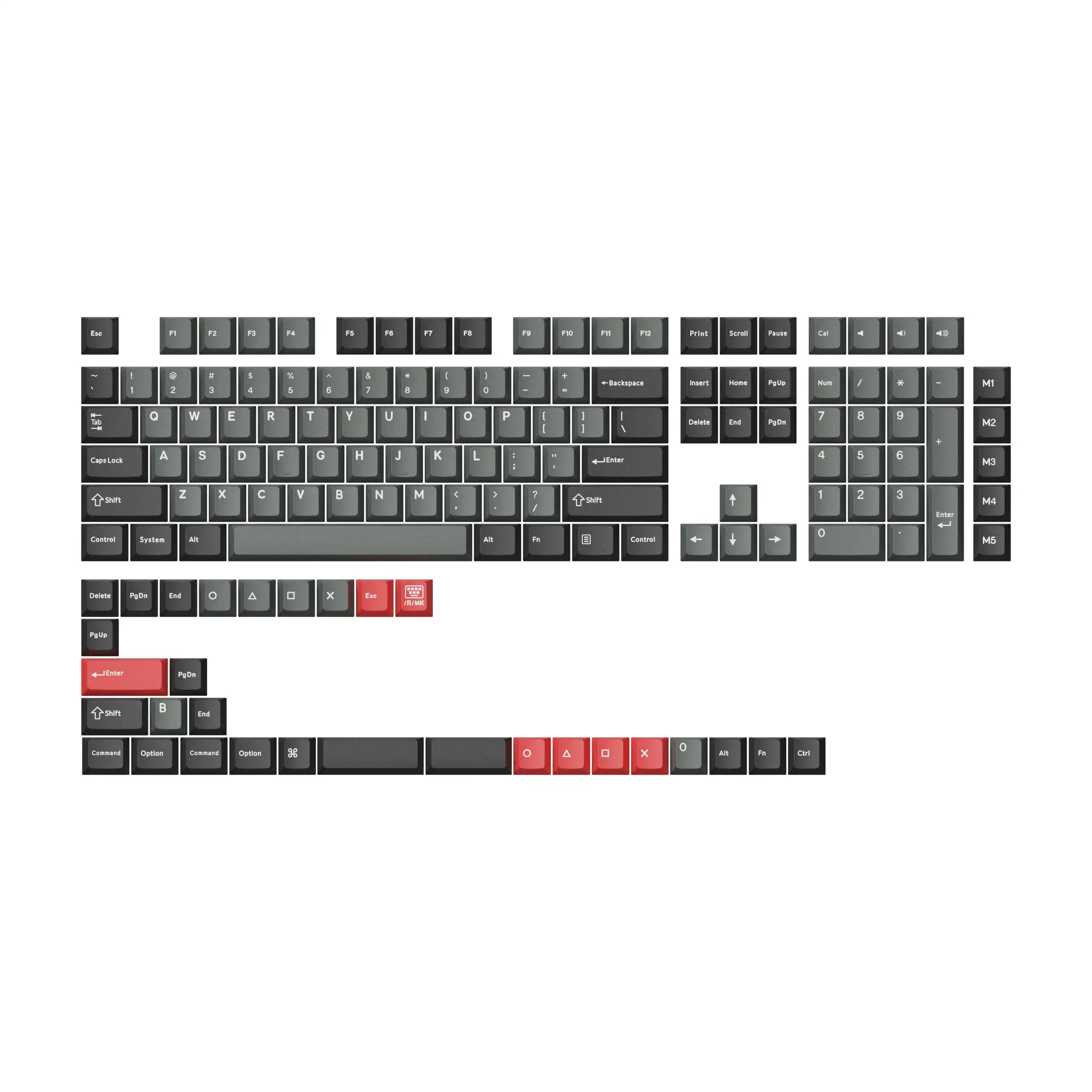 Imagem -02 - Conjunto Completo de Teclas para Teclado Mecânico Personalizado Perfil Cereja Tiro Duplo Pbt Vermelho Cinza Branco Hortelã Azul Preto Amarelo