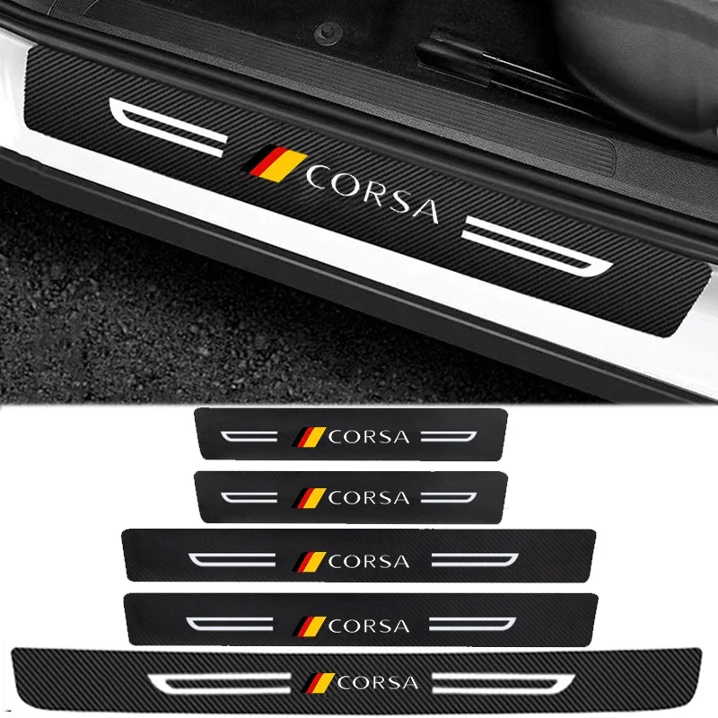 Car Threshold  Protective Film Decals Styling for Opel Corsa Rear Trunk Bumper Door Sill Stickers Strip Decor Accessories