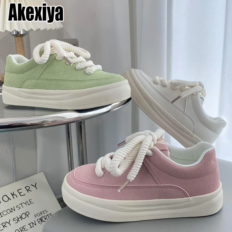 

Casual Women Shoes Thick Bottom Round Toe Sneakers Women's 2023 Cross-laced New Outdoor Walking Sneakers Women Zapatos De Mujer
