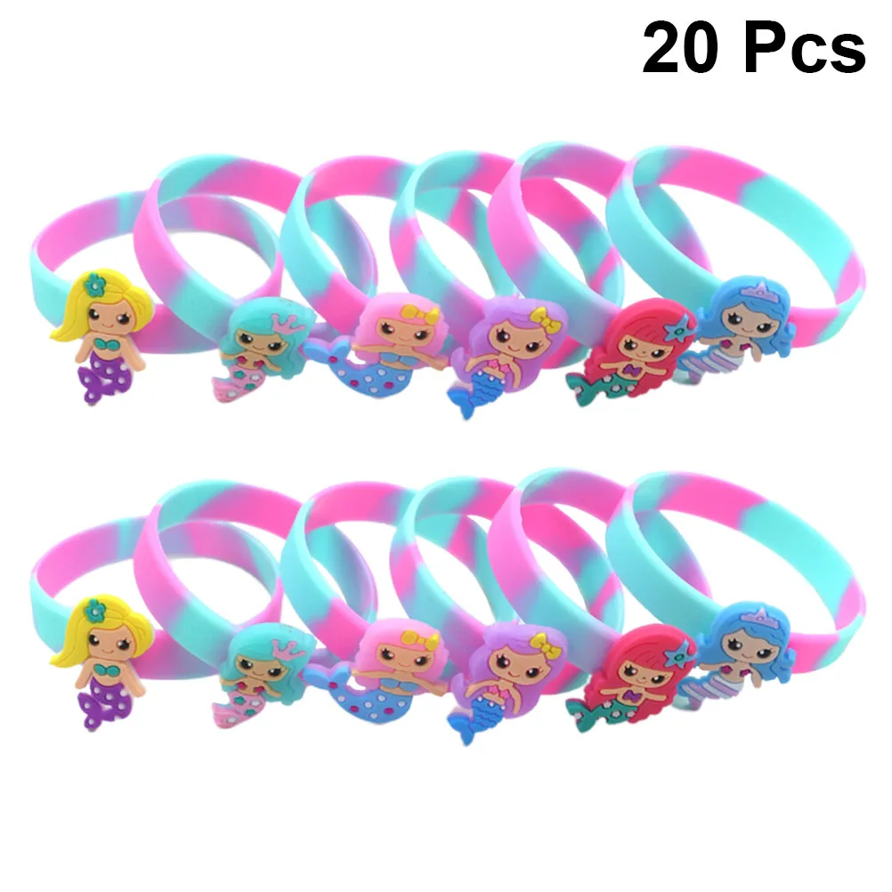 

20 Pcs Colorful Bracelets Alternately Wear Wristbands Children Silicone Kids Mermaid