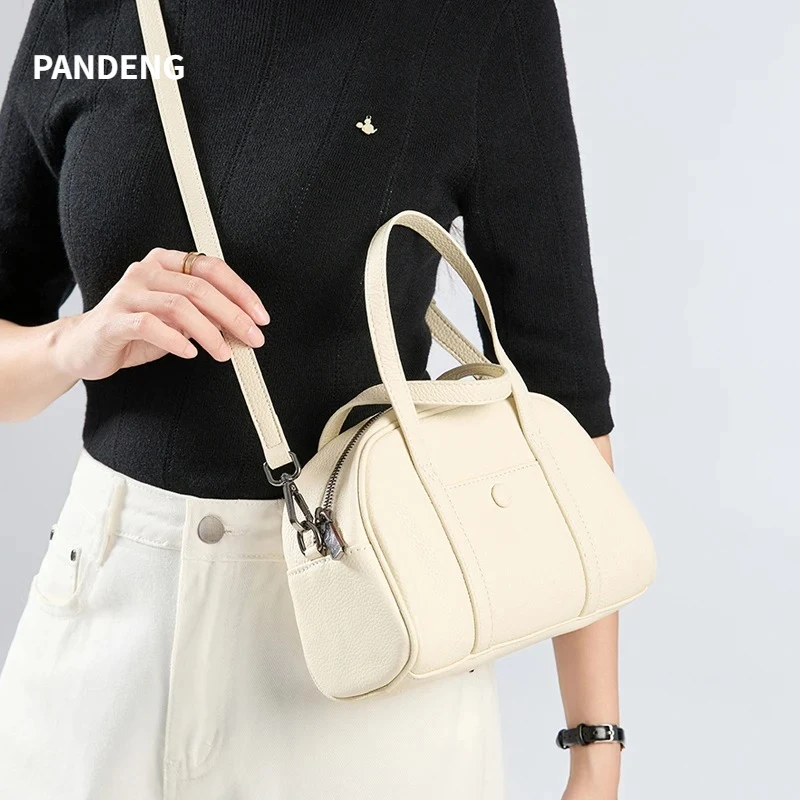 

Women's Natural Cow Leather Bag Female Retro Cowhide Crossbody Bags Ladies Large Capacity Shoulder Bag for Middle aged Women
