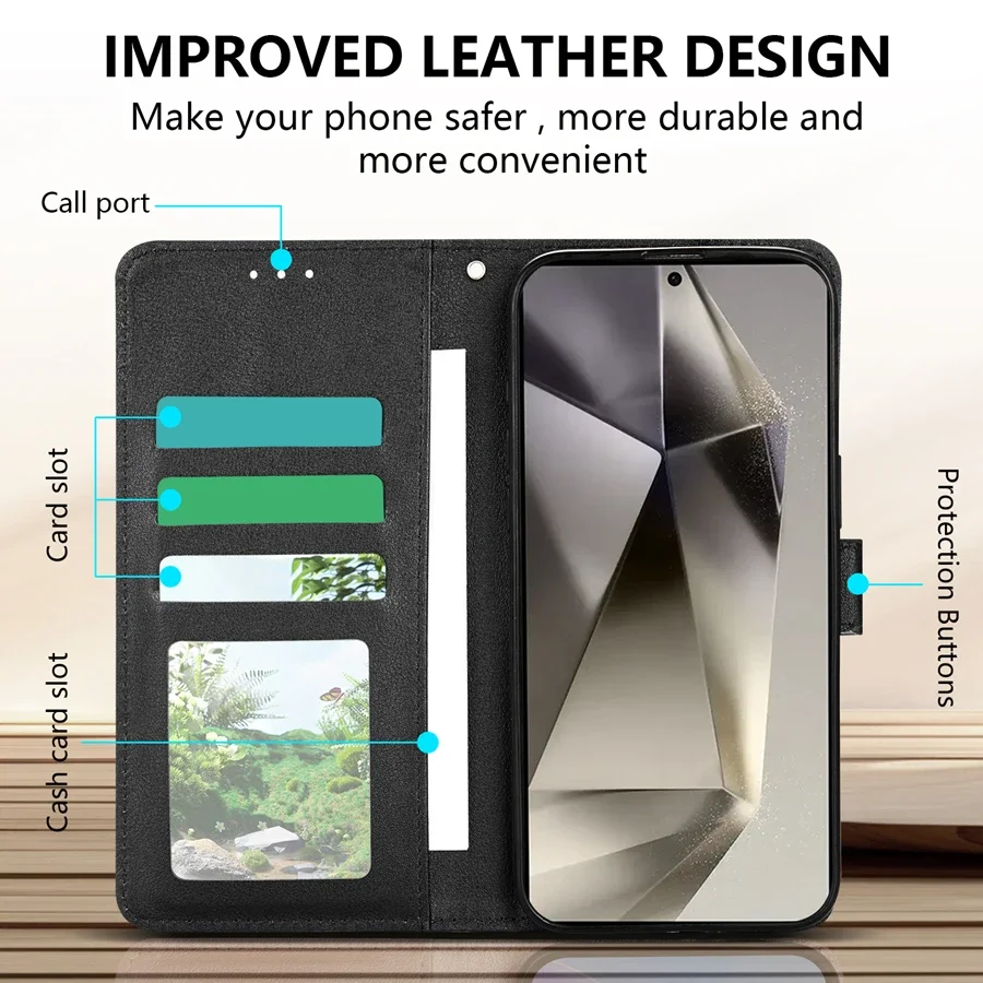 Wallet With Card Slot Stand Magnetic Flip Leather Case For Samsung Galaxy S24 Ultra S23 FE S22 Plus S21 S20 FE S10 S9 S8 Cover