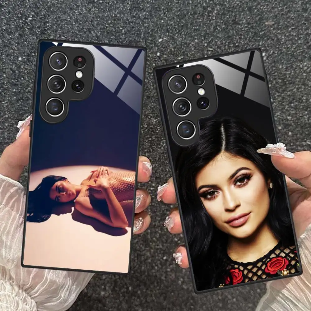 Kylie Jenner Mobile Cell Phone Case for Samsung Galaxy S25 S24 S23 S22 S21 S20 Note20 Plus FE Ultra Glass Cover Pretty Luxury